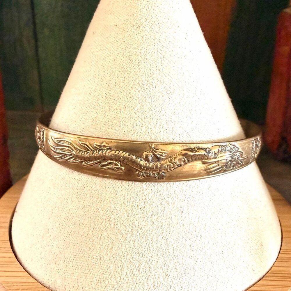 Vintage Brass Dragon Cuff Bracelet